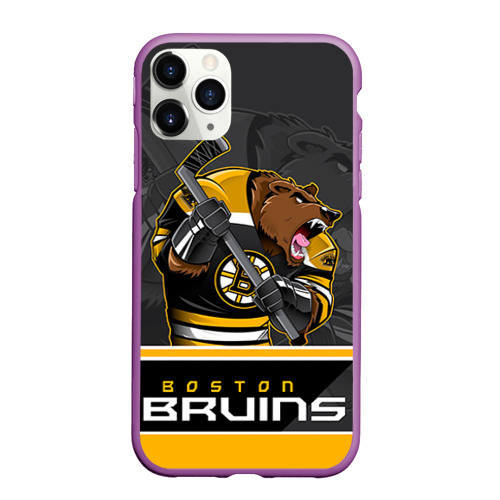 Чехол для iPhone 11 Pro Max матовый Boston Bruins, цвет фиолетовый