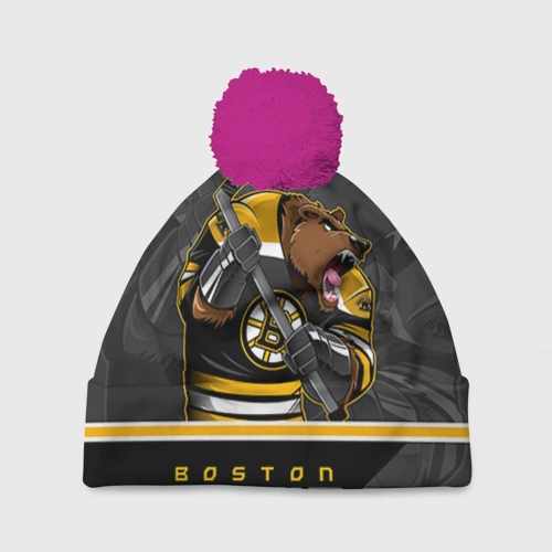 Шапка 3D c помпоном Boston Bruins