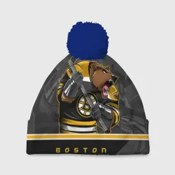 Шапка 3D c помпоном Boston Bruins