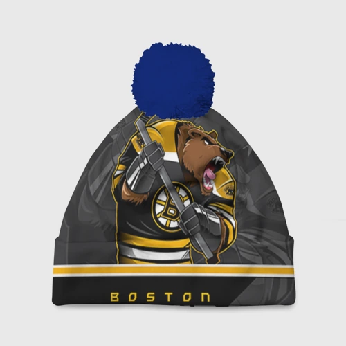 Шапка 3D c помпоном Boston Bruins