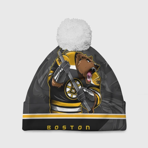 Шапка 3D c помпоном Boston Bruins