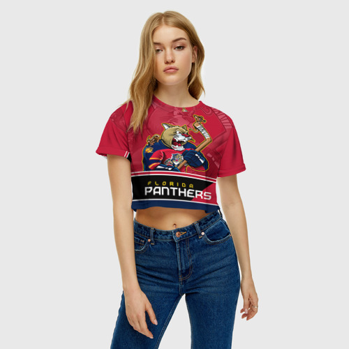 Женская футболка Crop-top 3D Florida Panthers, цвет 3D печать - фото 4