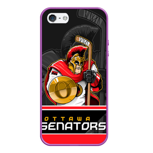 Чехол для iPhone 5/5S матовый Ottawa Senators, цвет фиолетовый