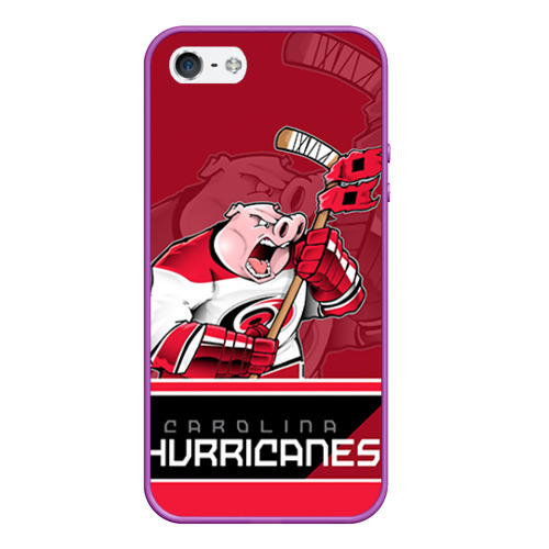 Чехол для iPhone 5/5S матовый Carolina Hurricanes, цвет фиолетовый