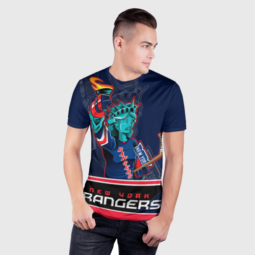 Мужская футболка 3D Slim New York Rangers, цвет 3D печать - фото 3