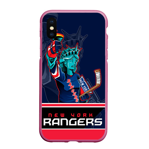 Чехол для iPhone XS Max матовый New York Rangers, цвет малиновый