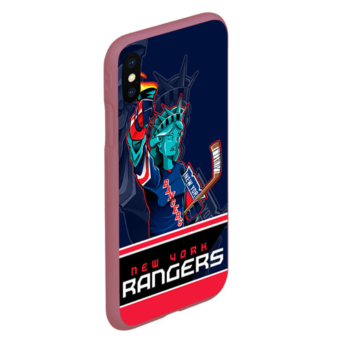 Чехол для iPhone XS Max матовый New York Rangers, цвет малиновый - фото 3