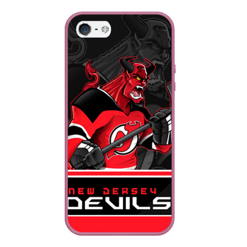 Чехол для iPhone 5/5S матовый New Jersey Devils, цвет розовый