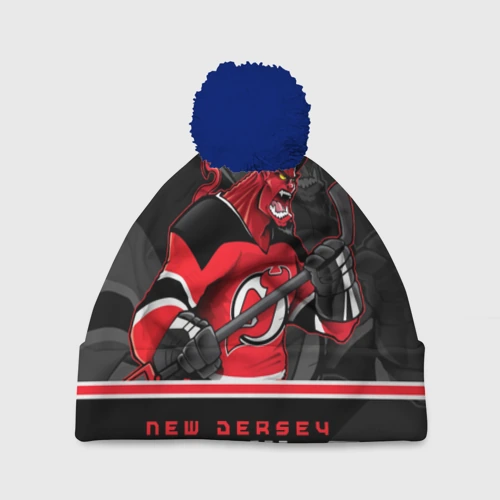 Шапка 3D c помпоном New Jersey Devils