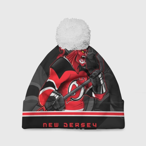 Шапка 3D c помпоном New Jersey Devils