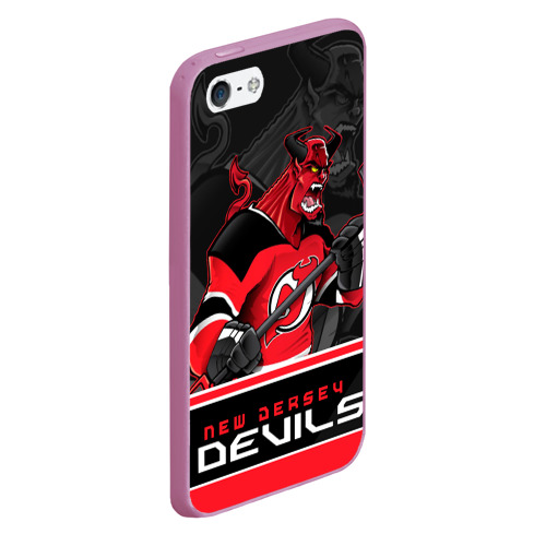 Чехол для iPhone 5/5S матовый New Jersey Devils, цвет розовый - фото 3