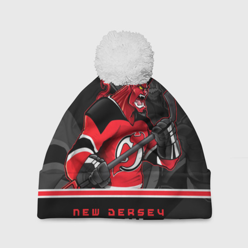 Шапка 3D c помпоном New Jersey Devils, цвет 3D печать