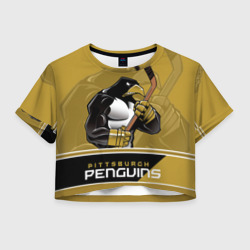 Женская футболка Crop-top 3D Pittsburgh Penguins