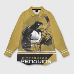 Женская рубашка oversize 3D Pittsburgh Penguins