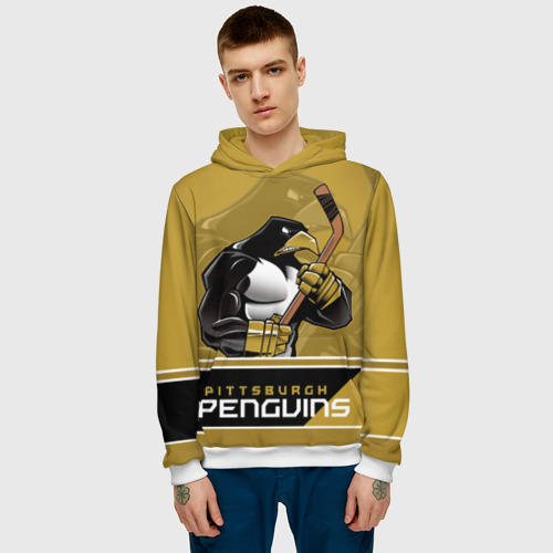 Мужская толстовка 3D Pittsburgh Penguins, цвет белый - фото 3