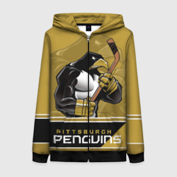 Женская толстовка 3D на молнии Pittsburgh Penguins