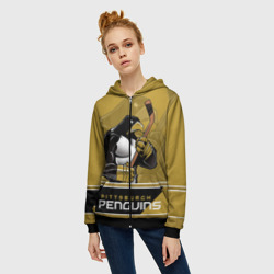 Женская толстовка 3D на молнии Pittsburgh Penguins - фото 2