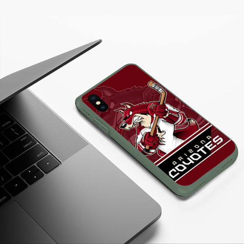 Чехол для iPhone XS Max матовый Arizona Coyotes, цвет темно-зеленый - фото 5