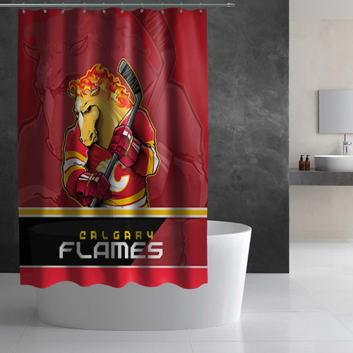 Штора 3D для ванной Calgary Flames - фото 3