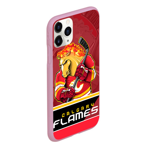 Чехол для iPhone 11 Pro Max матовый Calgary Flames, цвет розовый - фото 3