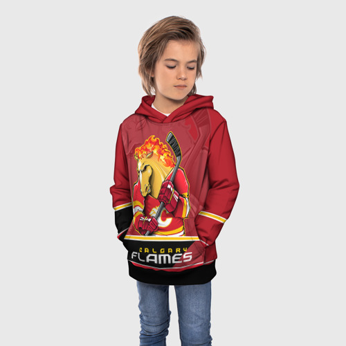 Детская толстовка 3D с принтом Calgary Flames, фото на моделе #1