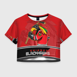 Женская футболка Crop-top 3D Chicago Blackhawks