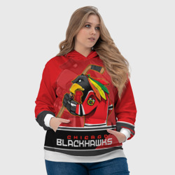 Толстовка с принтом Chicago Blackhawks для женщины, вид на модели спереди №4. Цвет основы: белый