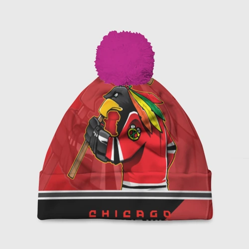 Шапка 3D c помпоном Chicago Blackhawks
