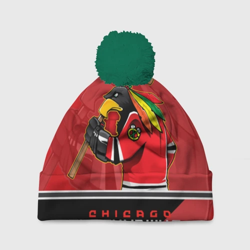 Шапка 3D c помпоном Chicago Blackhawks