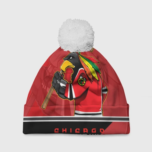Шапка 3D c помпоном Chicago Blackhawks