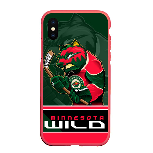 Чехол для iPhone XS Max матовый Minnesota Wild, цвет красный