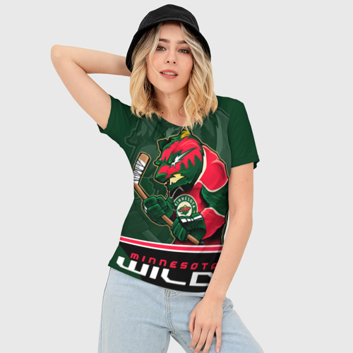 Женская футболка 3D Slim Minnesota Wild, цвет 3D печать - фото 3