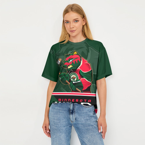 Женская футболка oversize 3D Minnesota Wild - фото 5