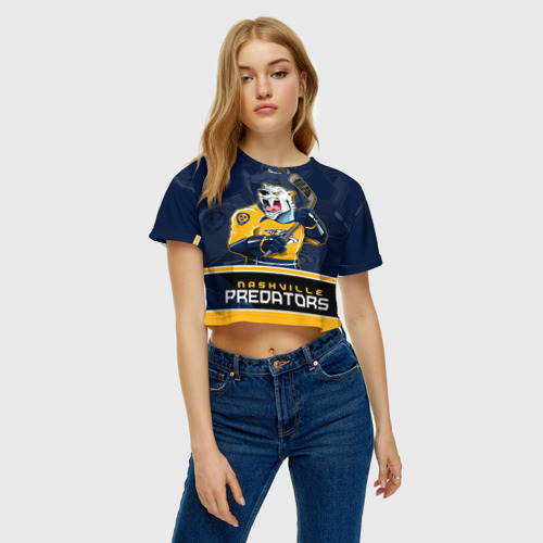 Женская футболка Crop-top 3D Nashville Predators, цвет 3D печать - фото 3