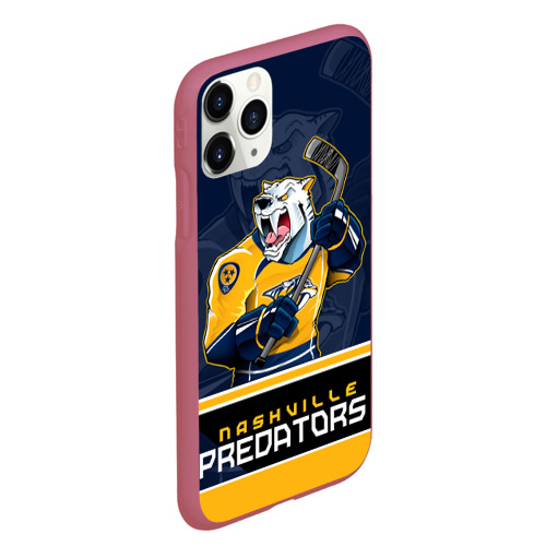 Чехол для iPhone 11 Pro Max матовый Nashville Predators, цвет малиновый - фото 3