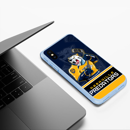 Чехол для iPhone XS Max матовый Nashville Predators, цвет голубой - фото 5