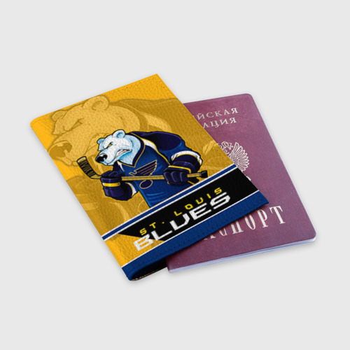 Обложка для паспорта матовая кожа St. Louis Blues, цвет пыльно-розовый - фото 3