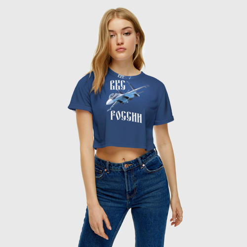 Женская футболка Crop-top 3D ВКС РОССИИ, цвет 3D печать - фото 3