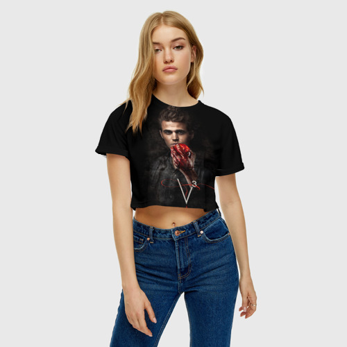 Женская футболка Crop-top 3D Дневники вампира 10, цвет 3D печать - фото 3