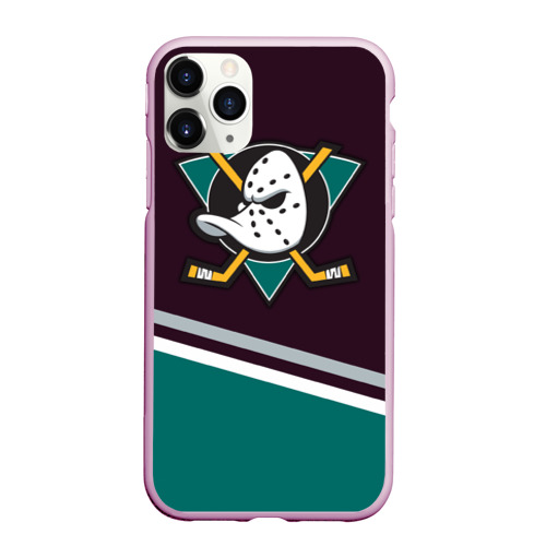 Чехол для iPhone 11 Pro Max матовый Anaheim Ducks, цвет розовый