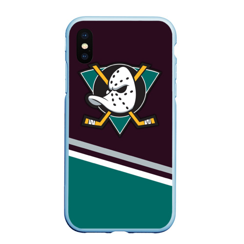 Чехол для iPhone XS Max матовый Anaheim Ducks, цвет голубой