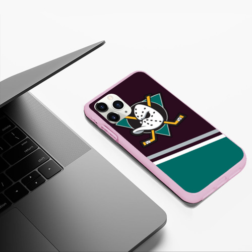 Чехол для iPhone 11 Pro Max матовый Anaheim Ducks, цвет розовый - фото 5