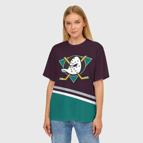 Женская футболка oversize 3D Anaheim Ducks, цвет 3D печать - фото 3