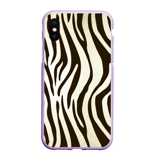 Чехол для iPhone XS Max матовый Шкура зебры, цвет сиреневый
