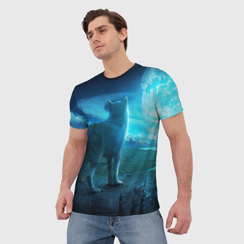 Мужская футболка 3D Blue Moon, цвет 3D печать - фото 3