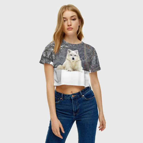 Женская футболка Crop-top 3D Snow, цвет 3D печать - фото 3