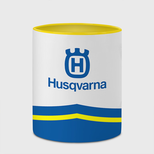 Кружка с полной запечаткой Husqvarna, цвет белый + желтый - фото 4