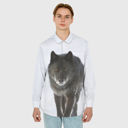 Мужская рубашка oversize 3D Черный волк - фото 2
