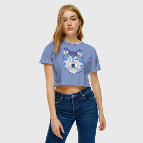 Женская футболка Crop-top 3D Волк, цвет 3D печать - фото 4