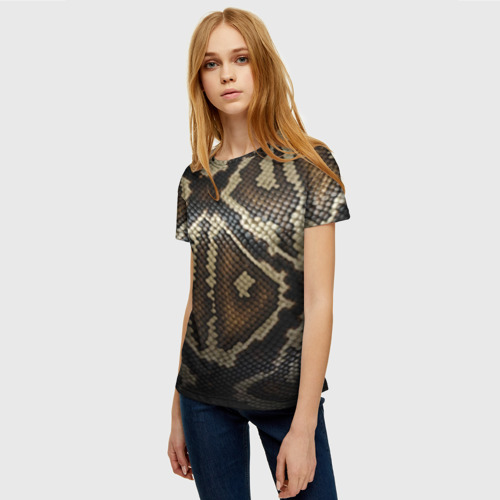 Женская футболка 3D Кожа змеи, цвет 3D печать - фото 3